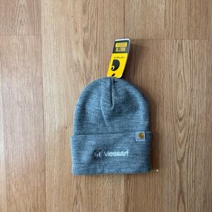 Carhartt Mens Beanie Gray Messari Logo Cuffed Knit Winter Hat